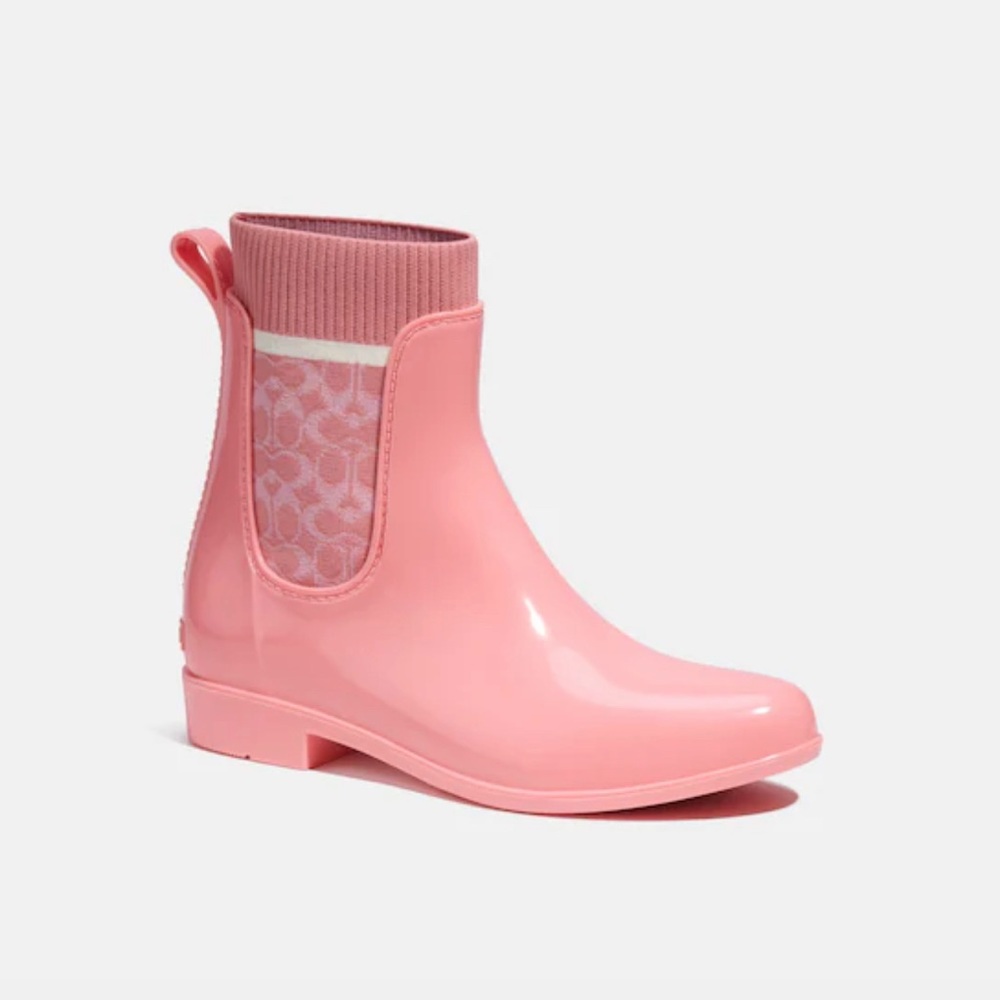 NIB Coach pink rain boots